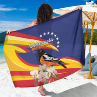 Venezuela independence day sarong featuring navy banner, bird graphic and flower accents