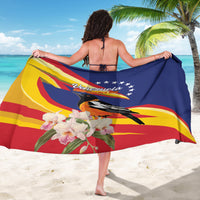 Venezuela independence day sarong with tricolor flag pattern, bird and flower print