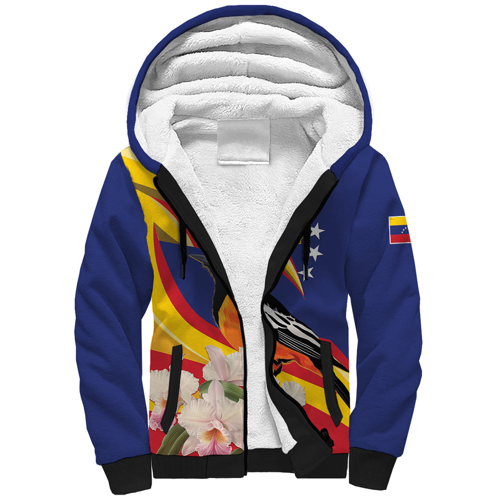 Venezuela Independence Day Sherpa Hoodie Venezuelan Troupial Cattleya Mossiae - Wonder Print Shop