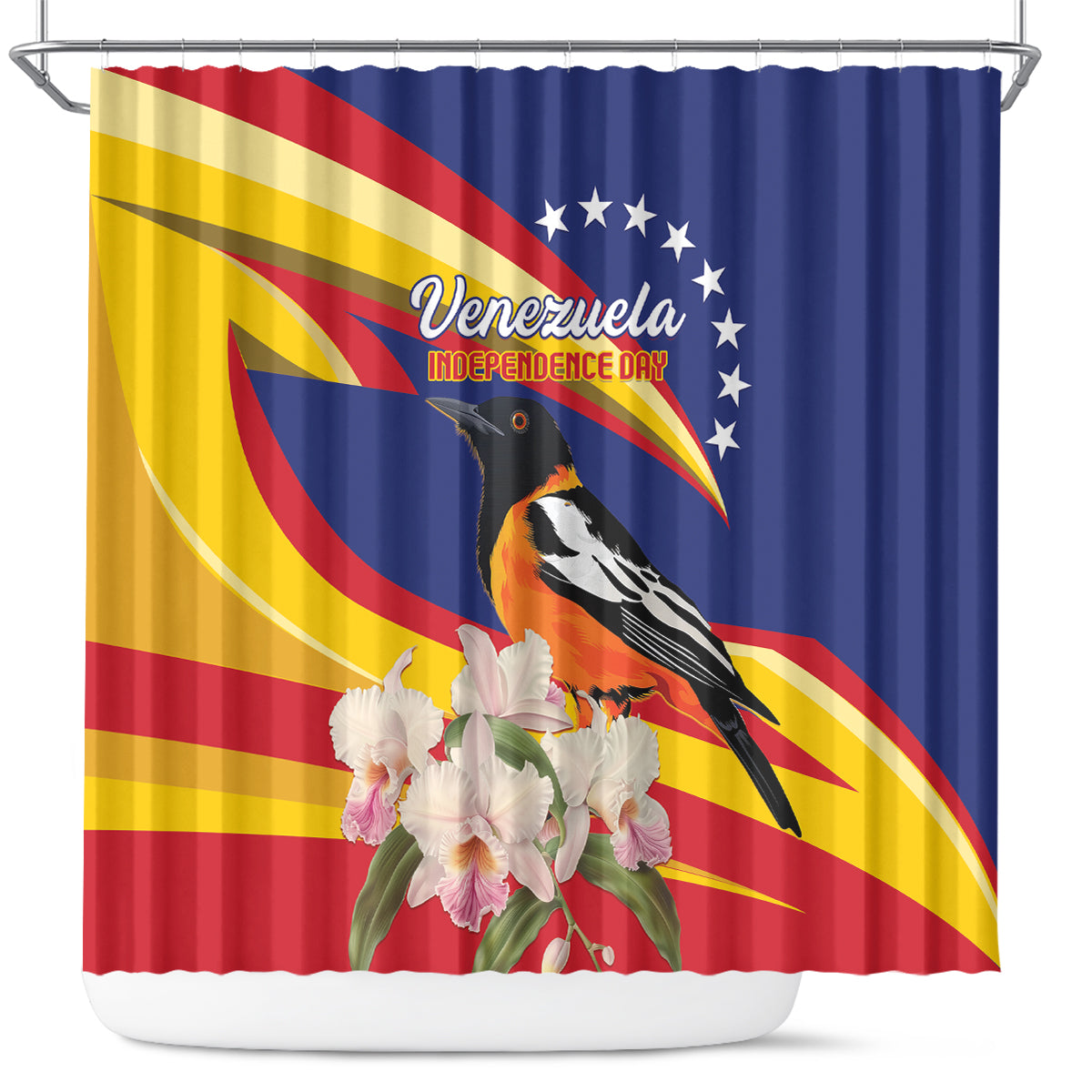 Venezuela Independence Day Shower Curtain Venezuelan Troupial Cattleya Mossiae