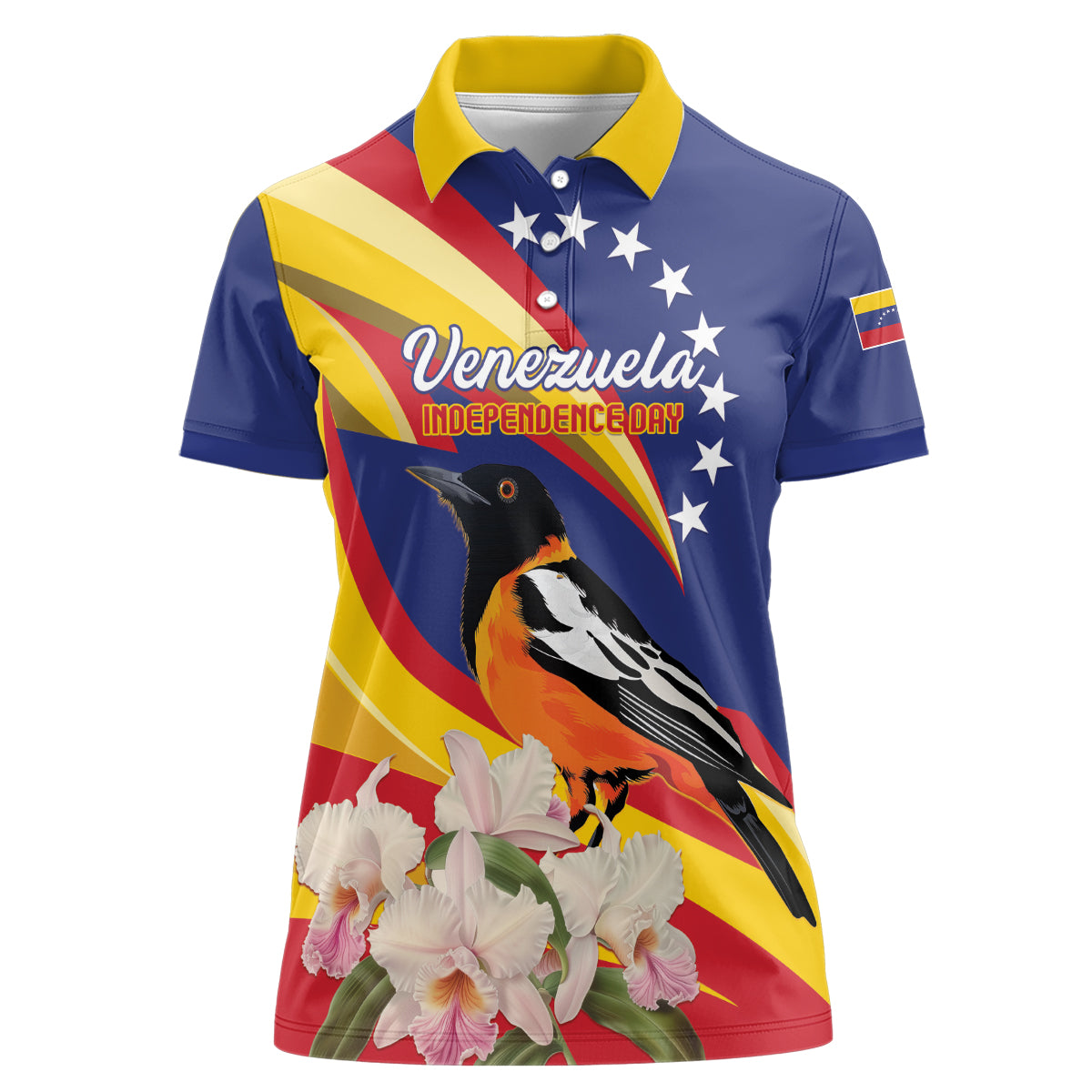 Venezuela Independence Day Women Polo Shirt Venezuelan Troupial Cattleya Mossiae - Wonder Print Shop