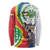 Unisex long sleeve shirt with Comoros flag design and lemur graphic, Happy 40th