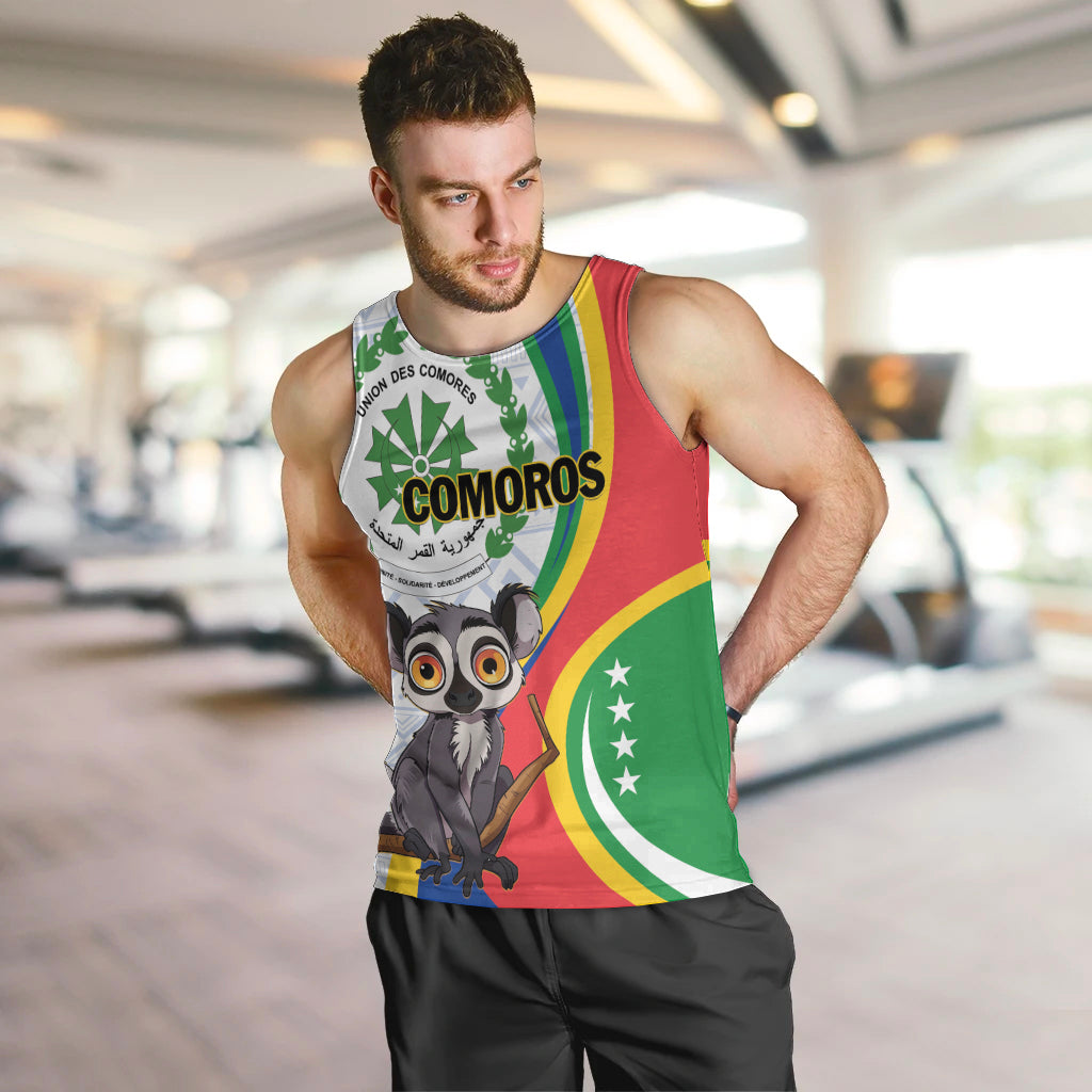 Comoros Independence Day Men Tank Top 1975 Komori Mongoose Lemur African Pattern - Wonder Print Shop