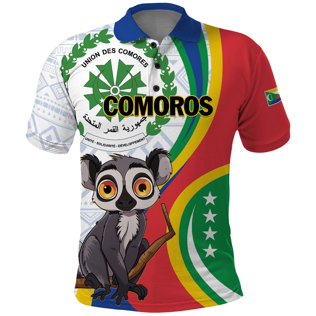 Comoros Independence Day Polo Shirt 1975 Komori Mongoose Lemur African Pattern - Wonder Print Shop