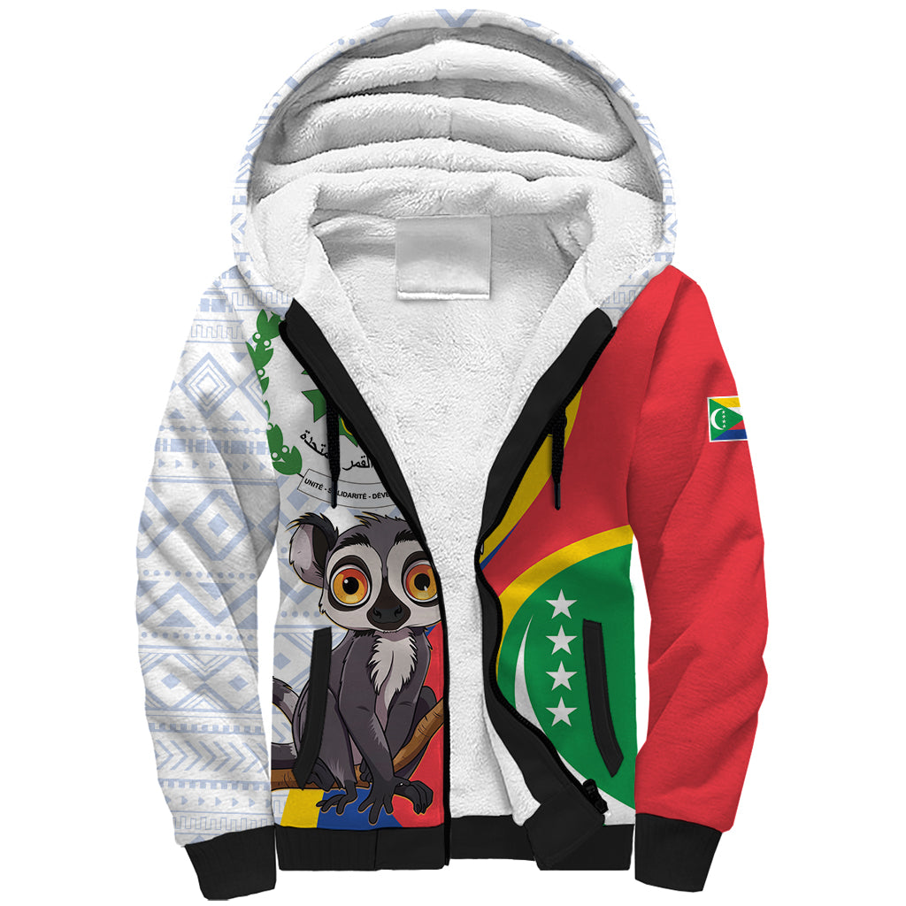 Comoros Independence Day Sherpa Hoodie 1975 Komori Mongoose Lemur African Pattern - Wonder Print Shop