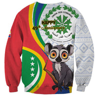 Unisex sweatshirt with Comoros flag graphic and happy lemur front print