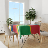 Comoros Independence Day tablecloth with red, green, and yellow flag pattern and borders
