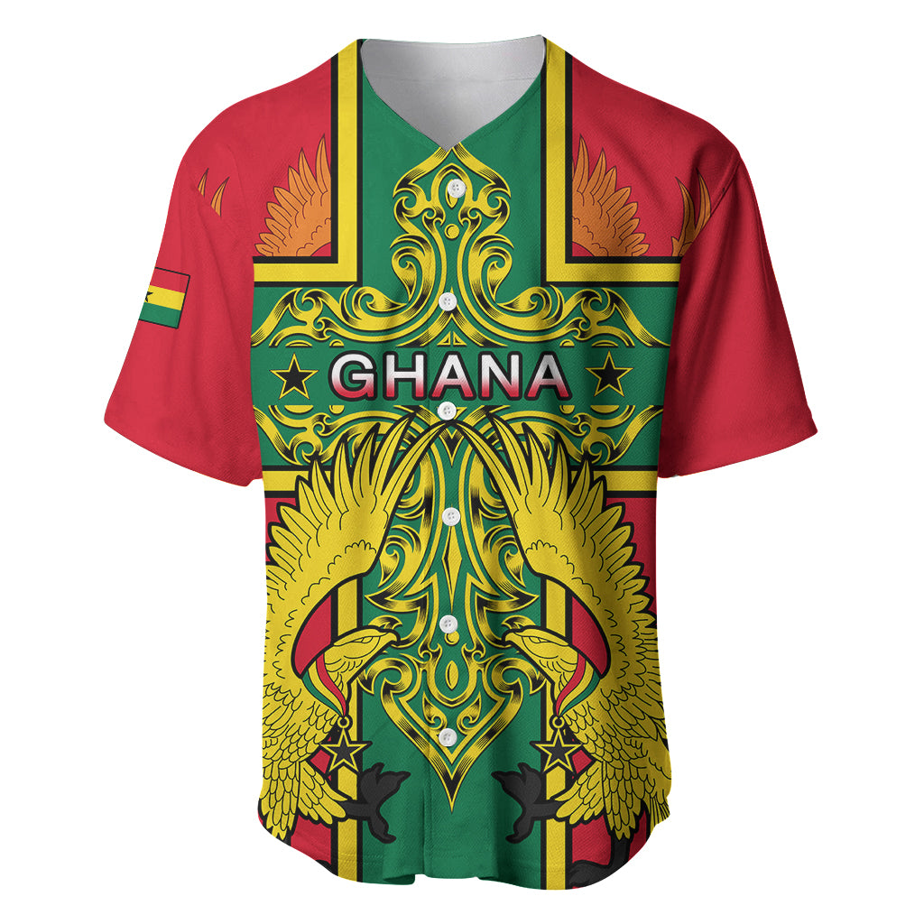 Custom Ghana Baseball Jersey Ghana Cross Of Saint George With Tawny Eagles - Wonder Print Shop