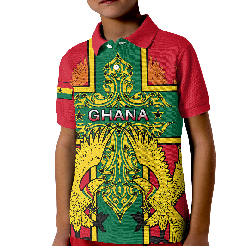 Custom Ghana Kid Polo Shirt Ghana Cross Of Saint George With Tawny Eagles - Wonder Print Shop