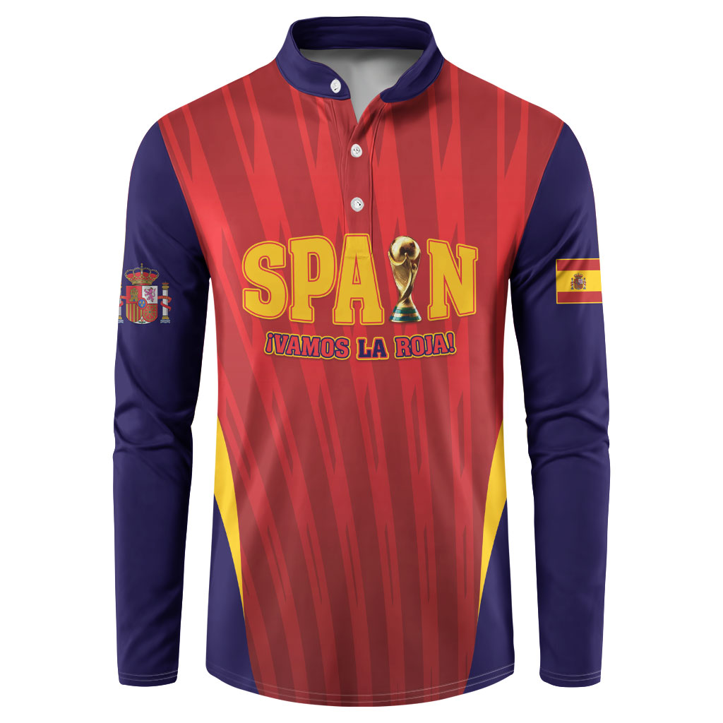 Custom Spain 2026 World Football Button Sweatshirt Vamos La Roja