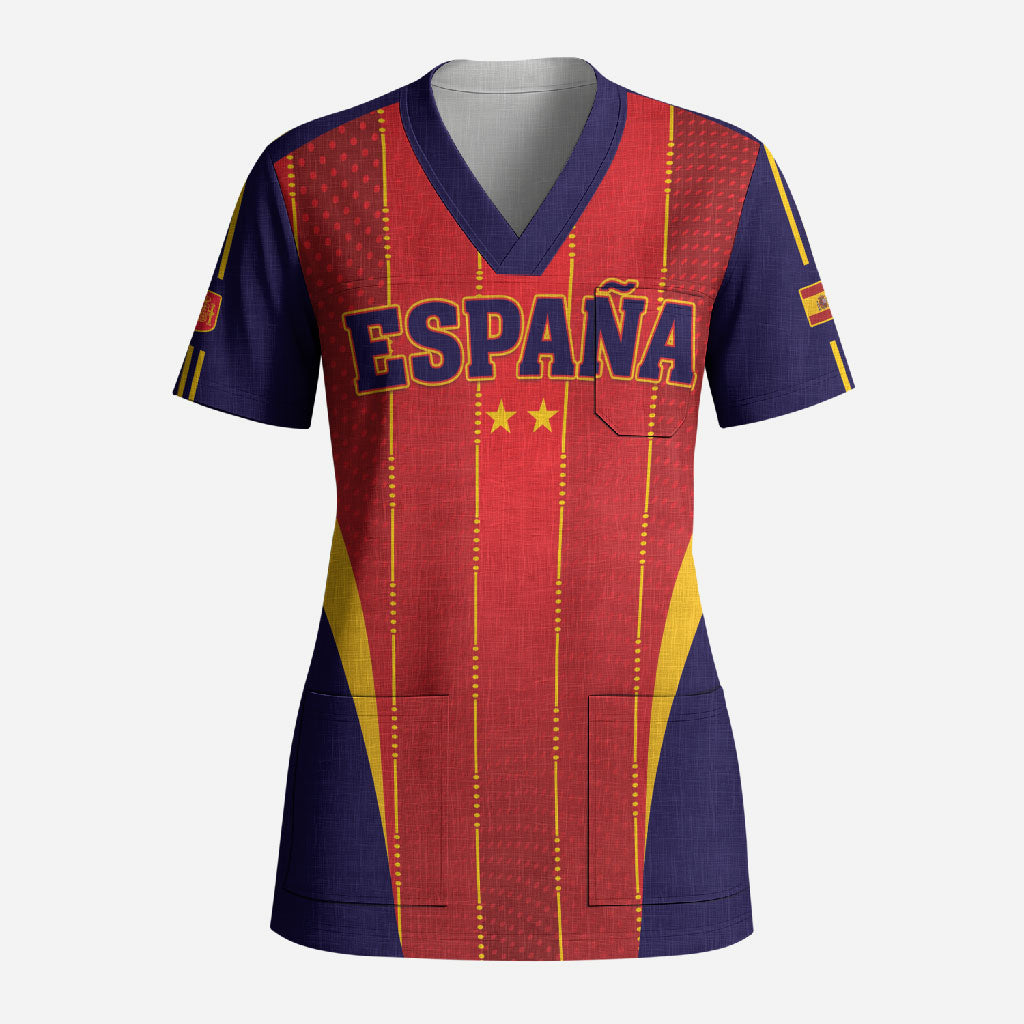 Custom Spain 2026 World Football Scrub Top Vamos Espana