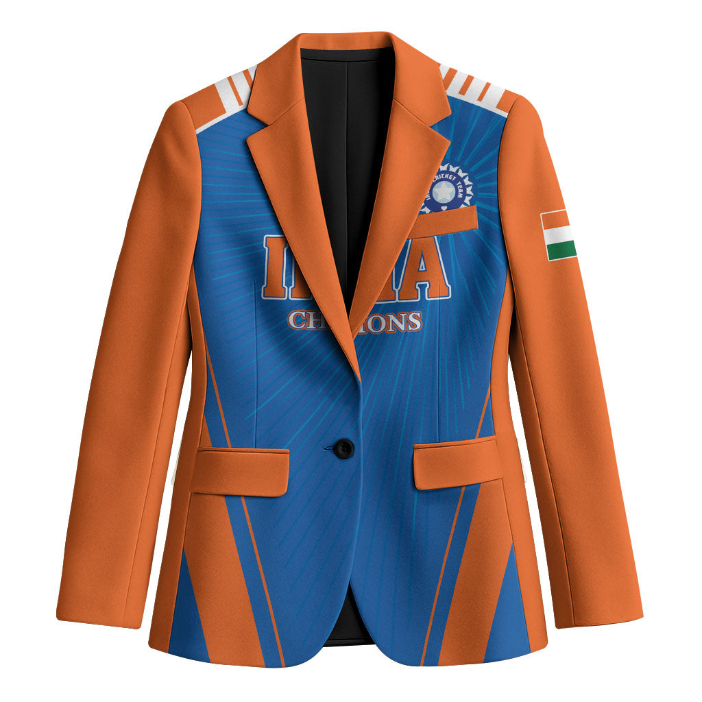 Custom India 2026 World Cricket Blazer Women in Blue Go Champions