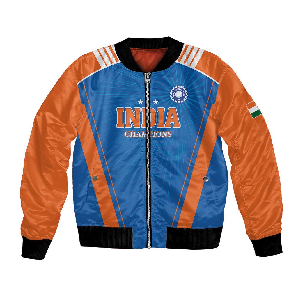 Custom India 2026 World Cricket Bomber Jacket Women in Blue Go Champions