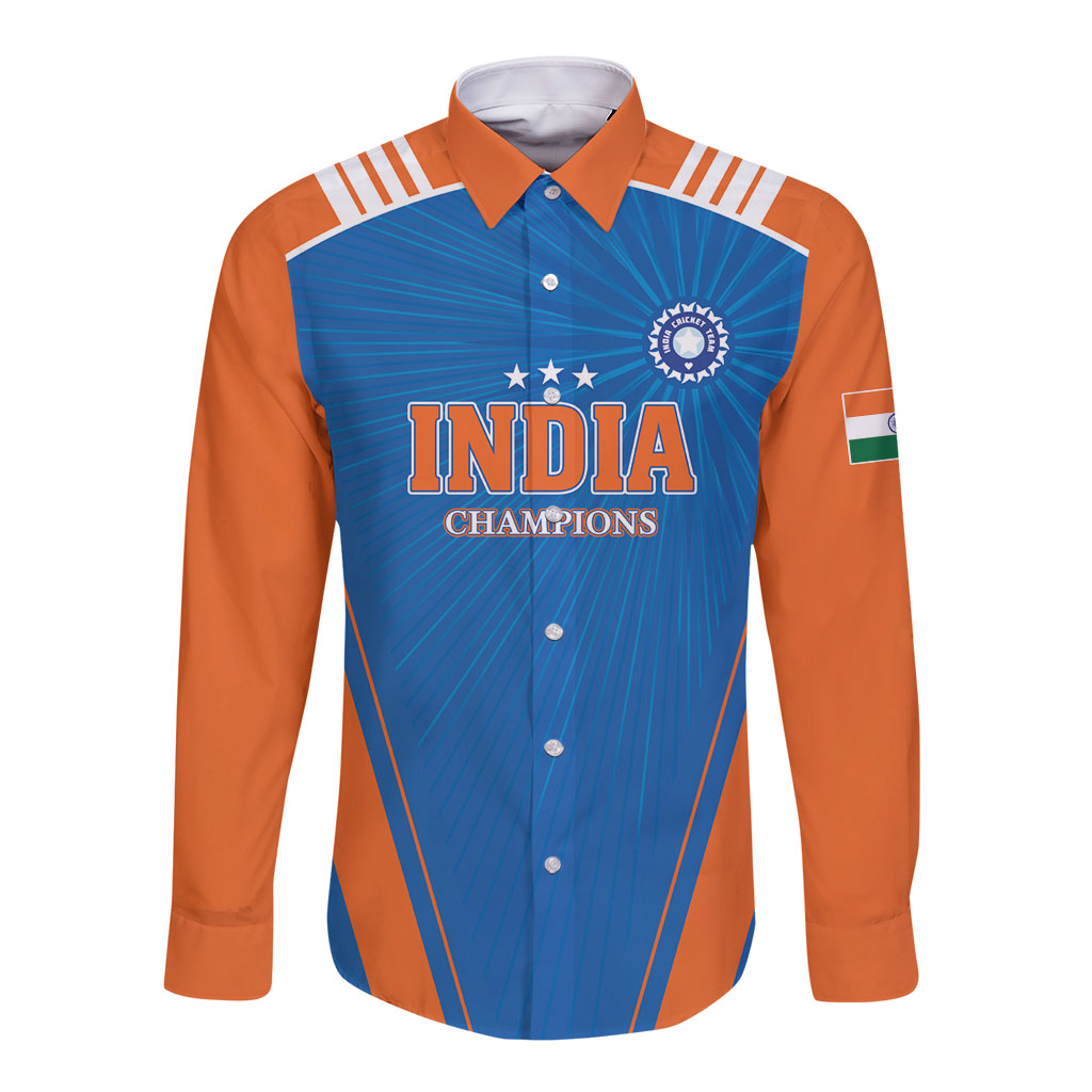 Custom India 2026 World Cricket Long Sleeve Button Shirt Women in Blue Go Champions