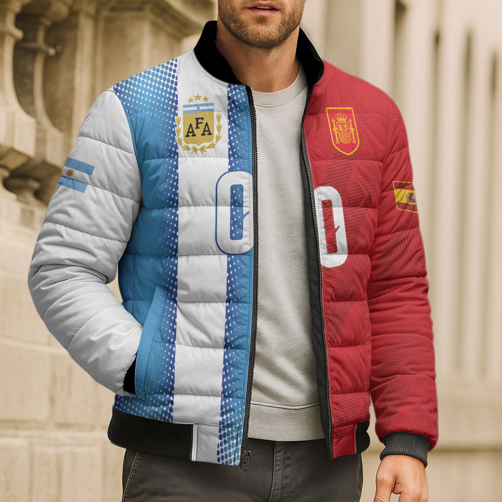Custom Espana Argentina 2026 Bomber Puffer Jacket Copa Mundial Final