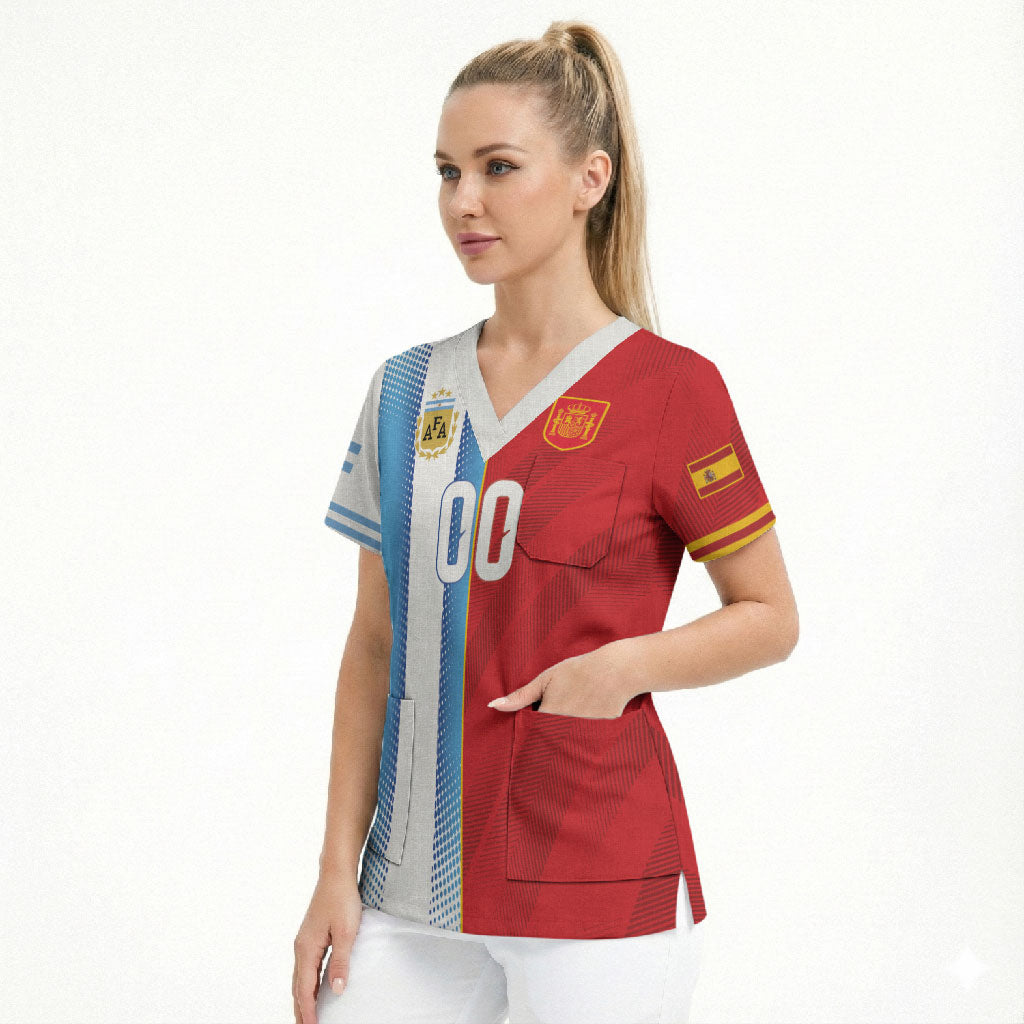 Custom Espana Argentina 2026 Scrub Top Copa Mundial Final