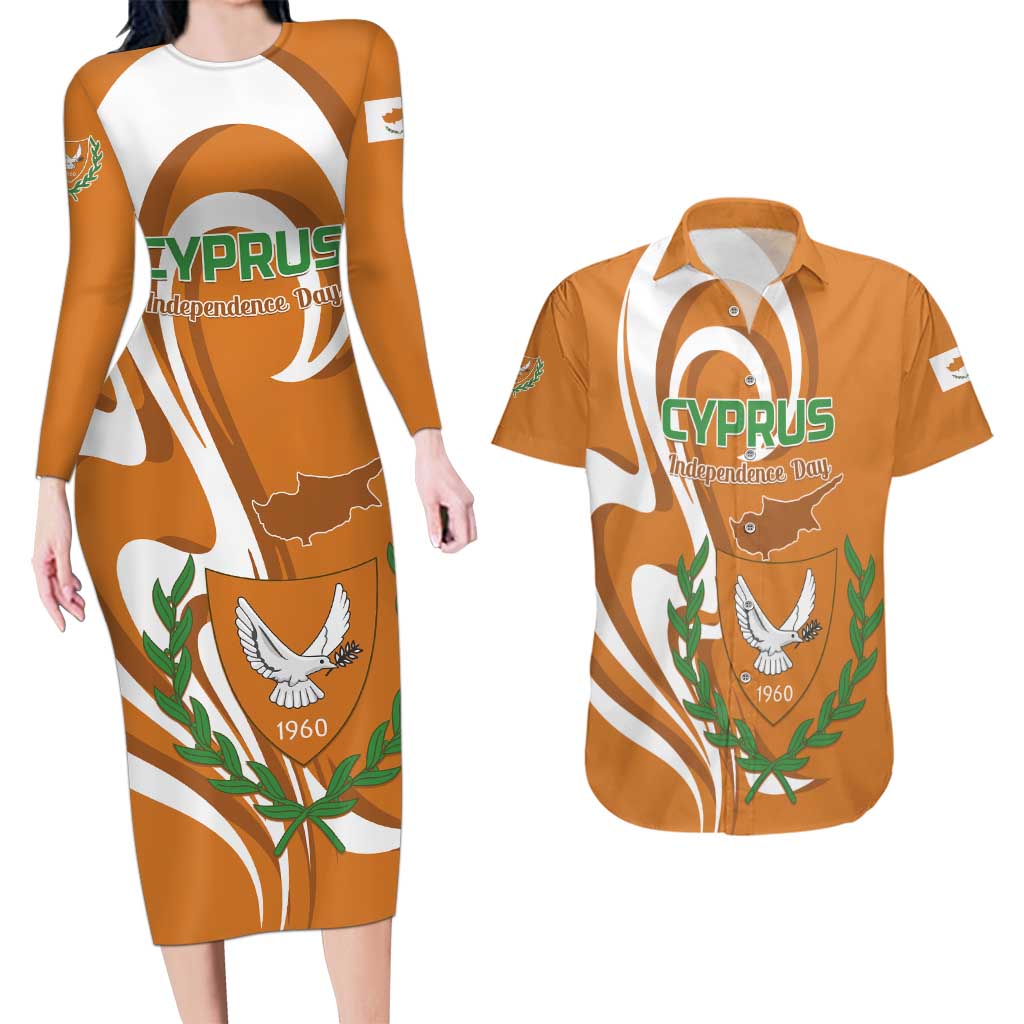 Personalized Cyprus Independence Day 1960 Couples Matching Long Sleeve Bodycon Dress and Hawaiian Shirt Kbrs Cumhuriyeti Curve Style - Wonder Print Shop