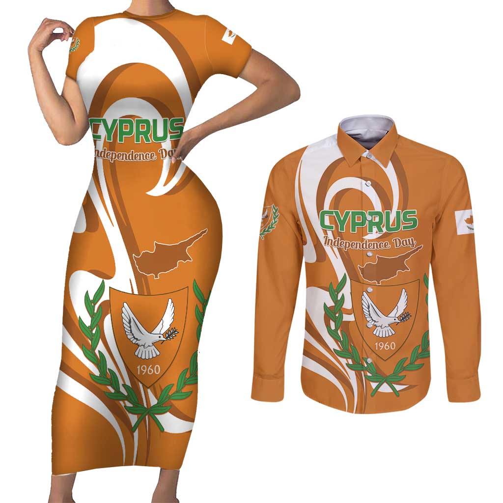 Personalized Cyprus Independence Day 1960 Couples Matching Short Sleeve Bodycon Dress and Long Sleeve Button Shirt Kbrs Cumhuriyeti Curve Style - Wonder Print Shop