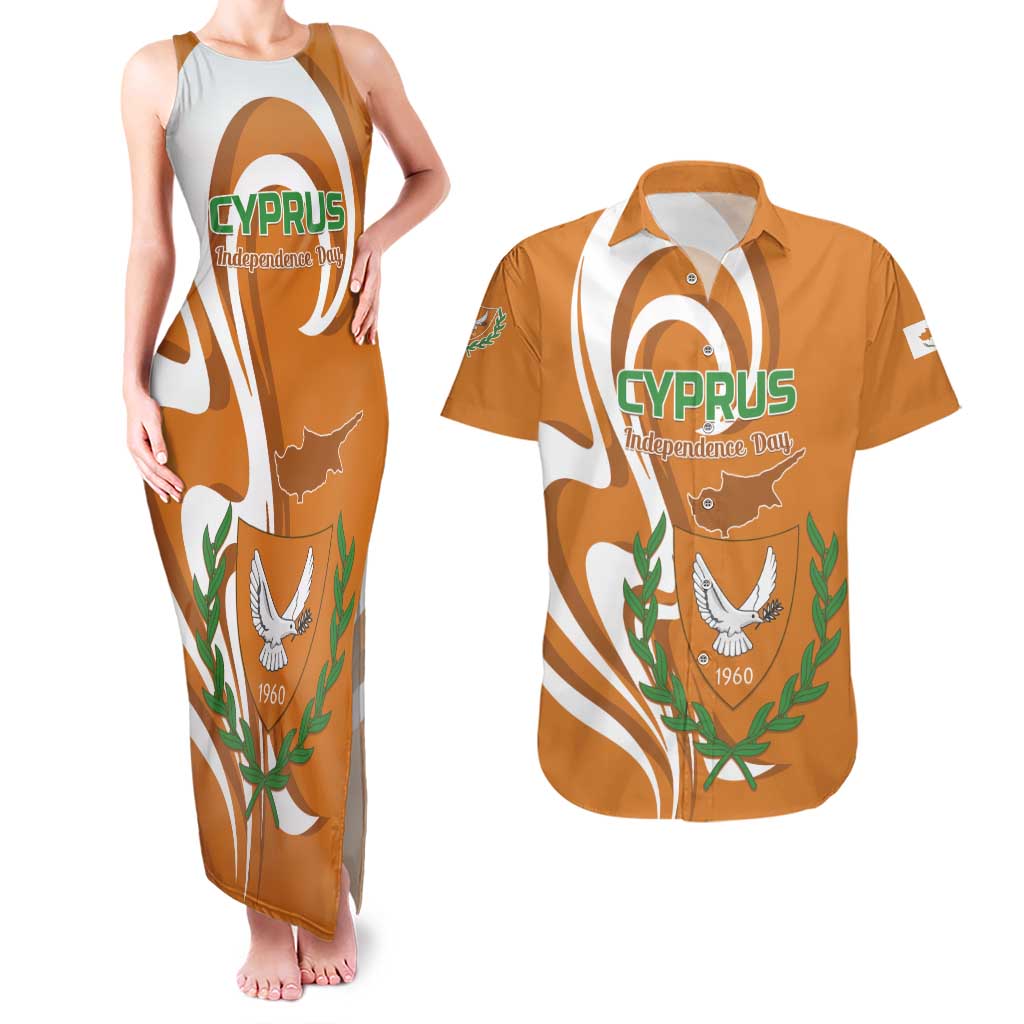 Personalized Cyprus Independence Day 1960 Couples Matching Tank Maxi Dress and Hawaiian Shirt Kbrs Cumhuriyeti Curve Style - Wonder Print Shop