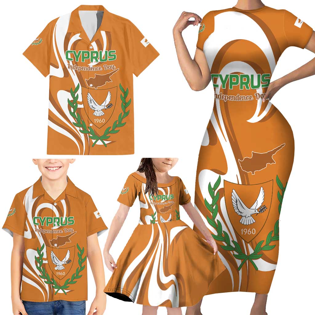 Personalized Cyprus Independence Day 1960 Family Matching Short Sleeve Bodycon Dress and Hawaiian Shirt Kbrs Cumhuriyeti Curve Style - Wonder Print Shop