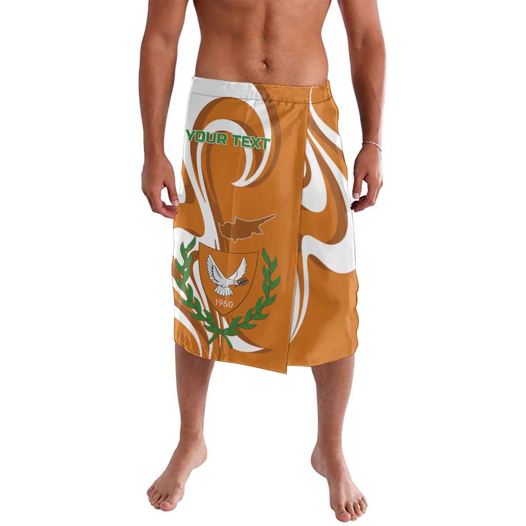 Orange and white graphic wrap skirt with elastic waistband and front emblem details