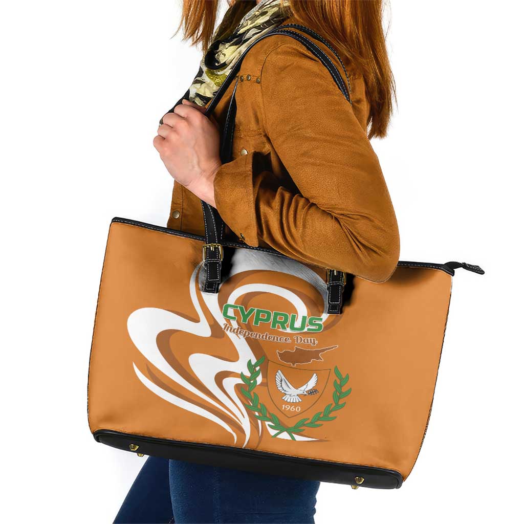 Personalized Cyprus Independence Day 1960 Leather Tote Bag Kıbrıs Cumhuriyeti Curve Style