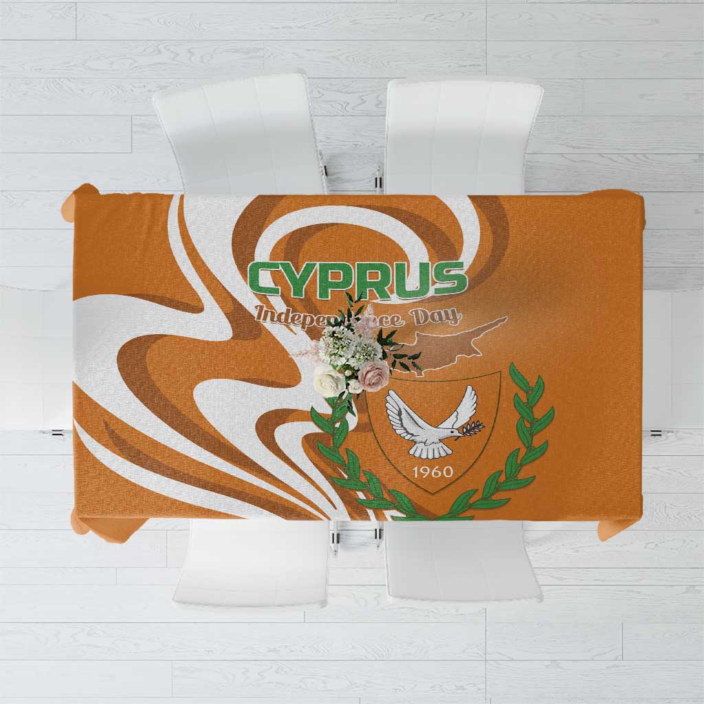 Orange Cyprus Independence Day 1960 tablecloth with crest and dove print