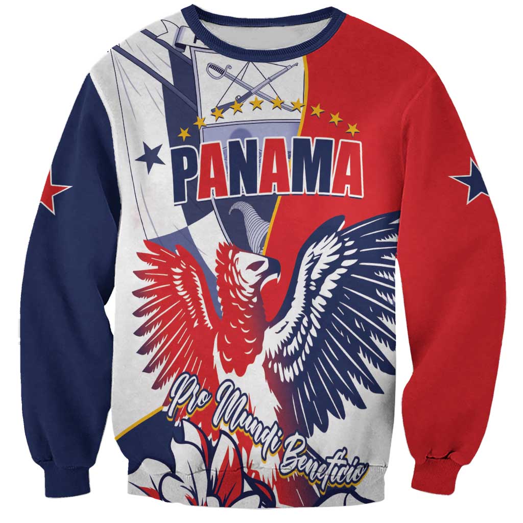 Unisex red, navy, and white crewneck sweatshirt with large eagle graphic and stars