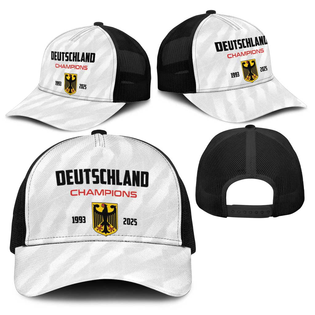 Germany 2025 Champions Basketball White Baseball Net Cap - Wonder Print Shop