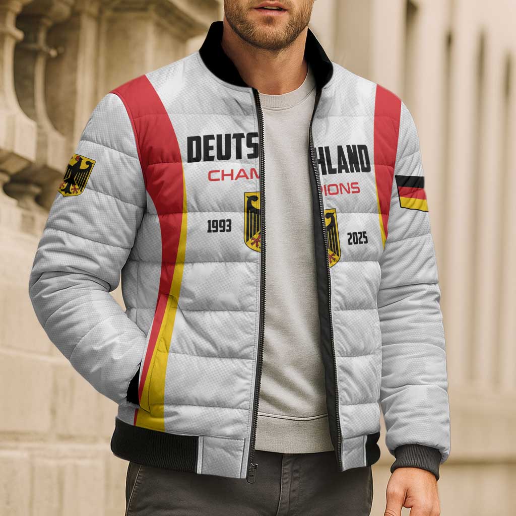 Custom Germany 2025 Champions Basketball White Bomber Puffer Jacket - Wonder Print Shop