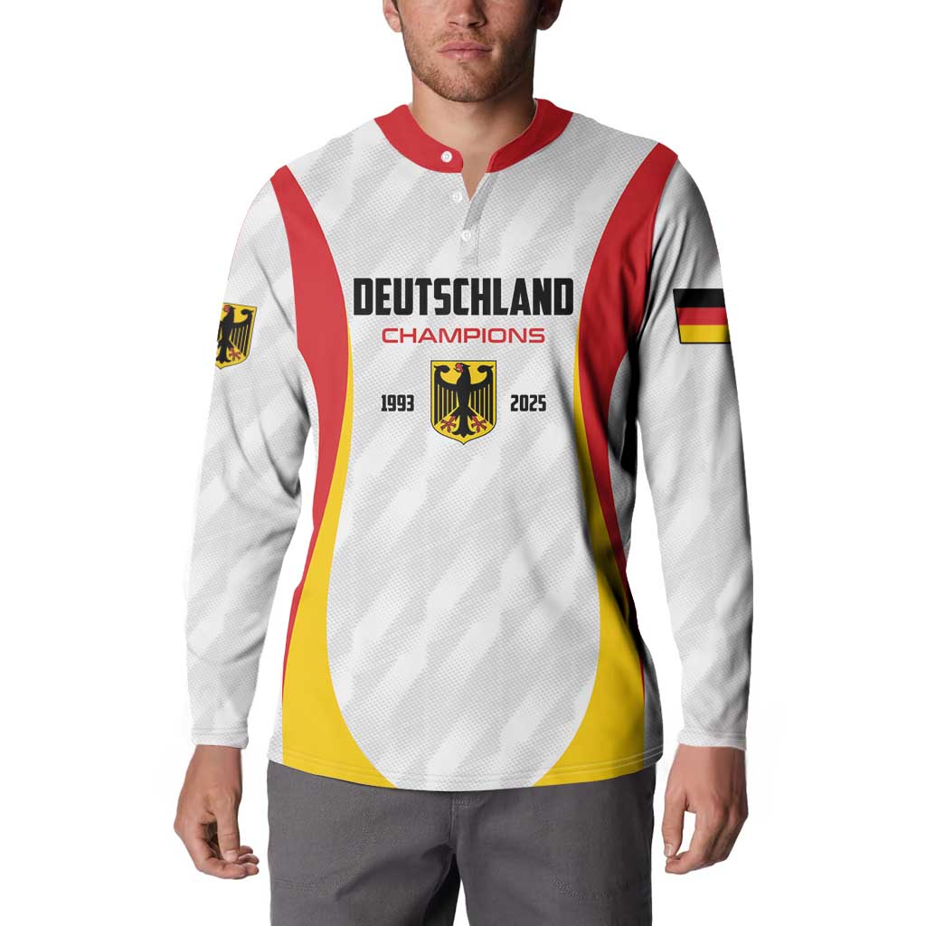 Custom Germany 2025 Champions Basketball White Button Sweatshirt - Wonder Print Shop