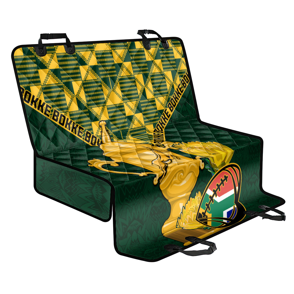 Custom South Africa Rugby Back Car Seat Cover Go Bokke Champion 2023 World Cup - Wonder Print Shop