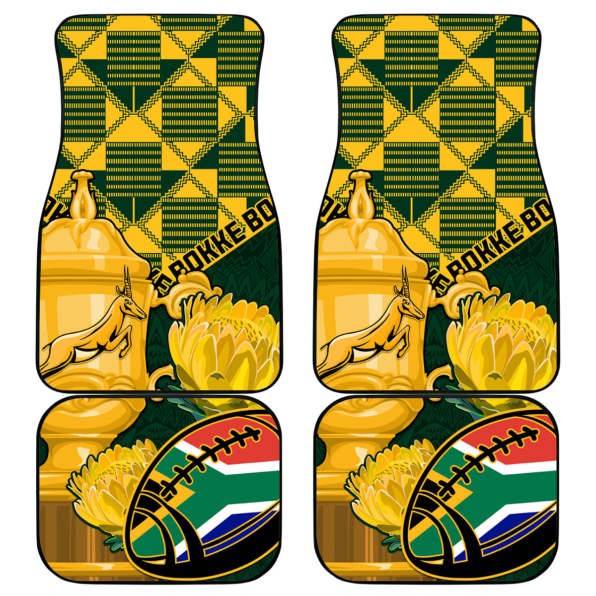 Custom South Africa Rugby Car Mats Go Bokke Champion 2023 World Cup - Wonder Print Shop