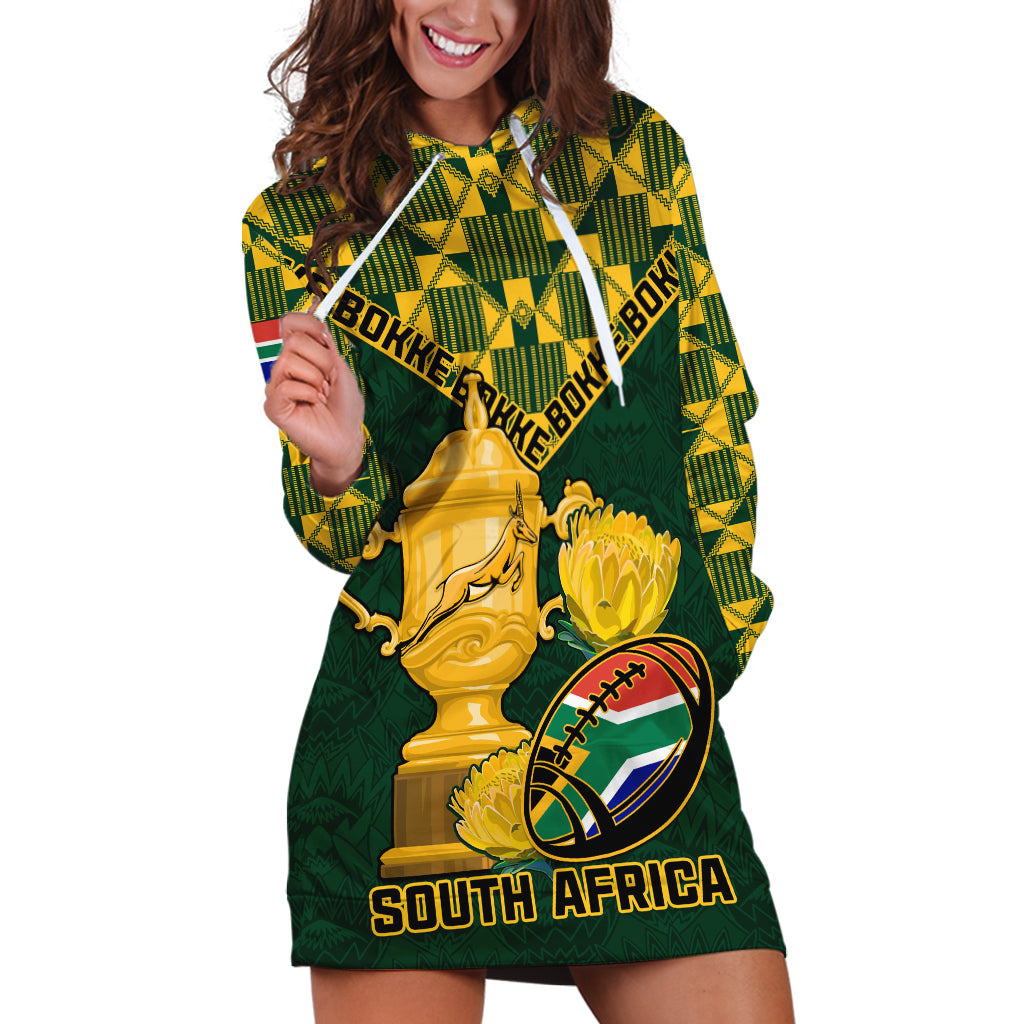 Custom South Africa Rugby Hoodie Dress Go Bokke Champion 2023 World Cup - Wonder Print Shop