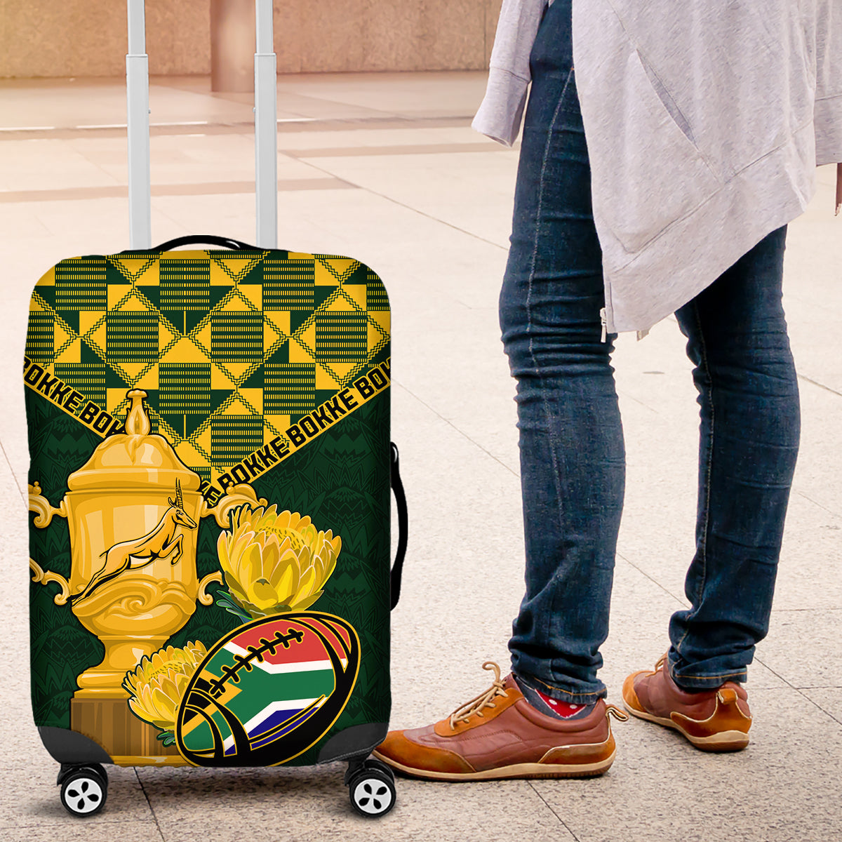 Custom South Africa Rugby Luggage Cover Go Bokke Champion 2023 World Cup - Wonder Print Shop