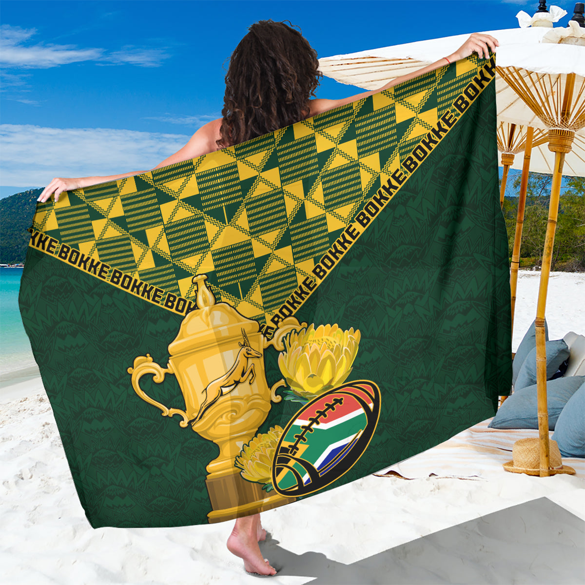 Custom South Africa Rugby Sarong Go Bokke Champion 2023 World Cup - Wonder Print Shop