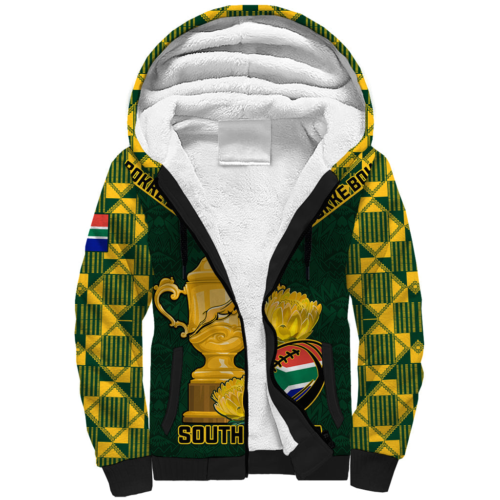 Custom South Africa Rugby Sherpa Hoodie Go Bokke Champion 2023 World Cup - Wonder Print Shop