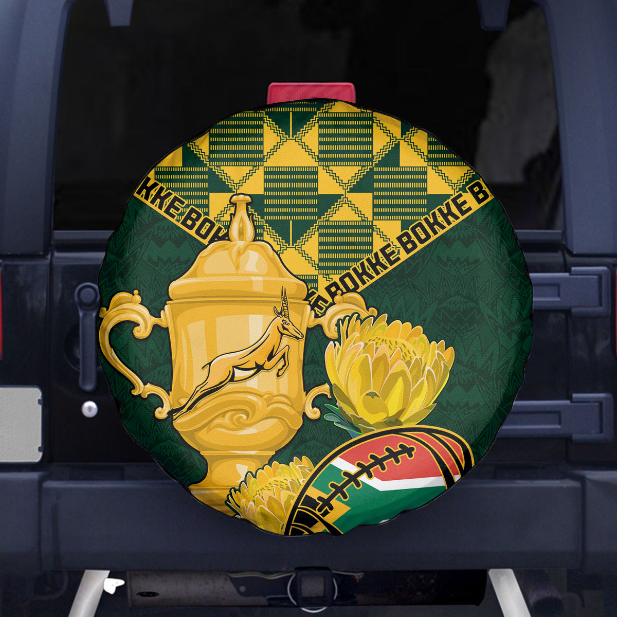 Custom South Africa Rugby Spare Tire Cover Go Bokke Champion 2023 World Cup - Wonder Print Shop