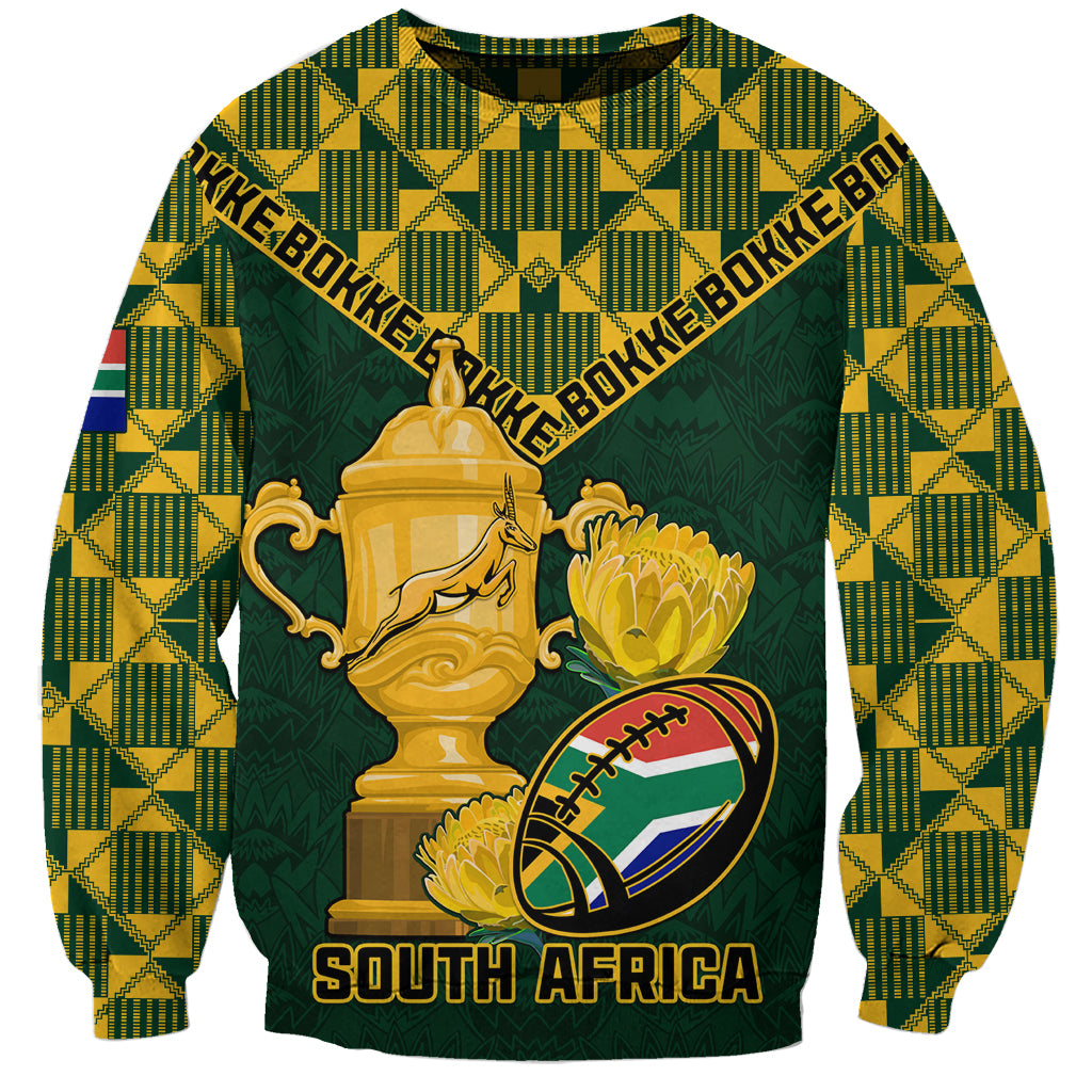 Custom South Africa Rugby Sweatshirt Go Bokke Champion 2023 World Cup - Wonder Print Shop