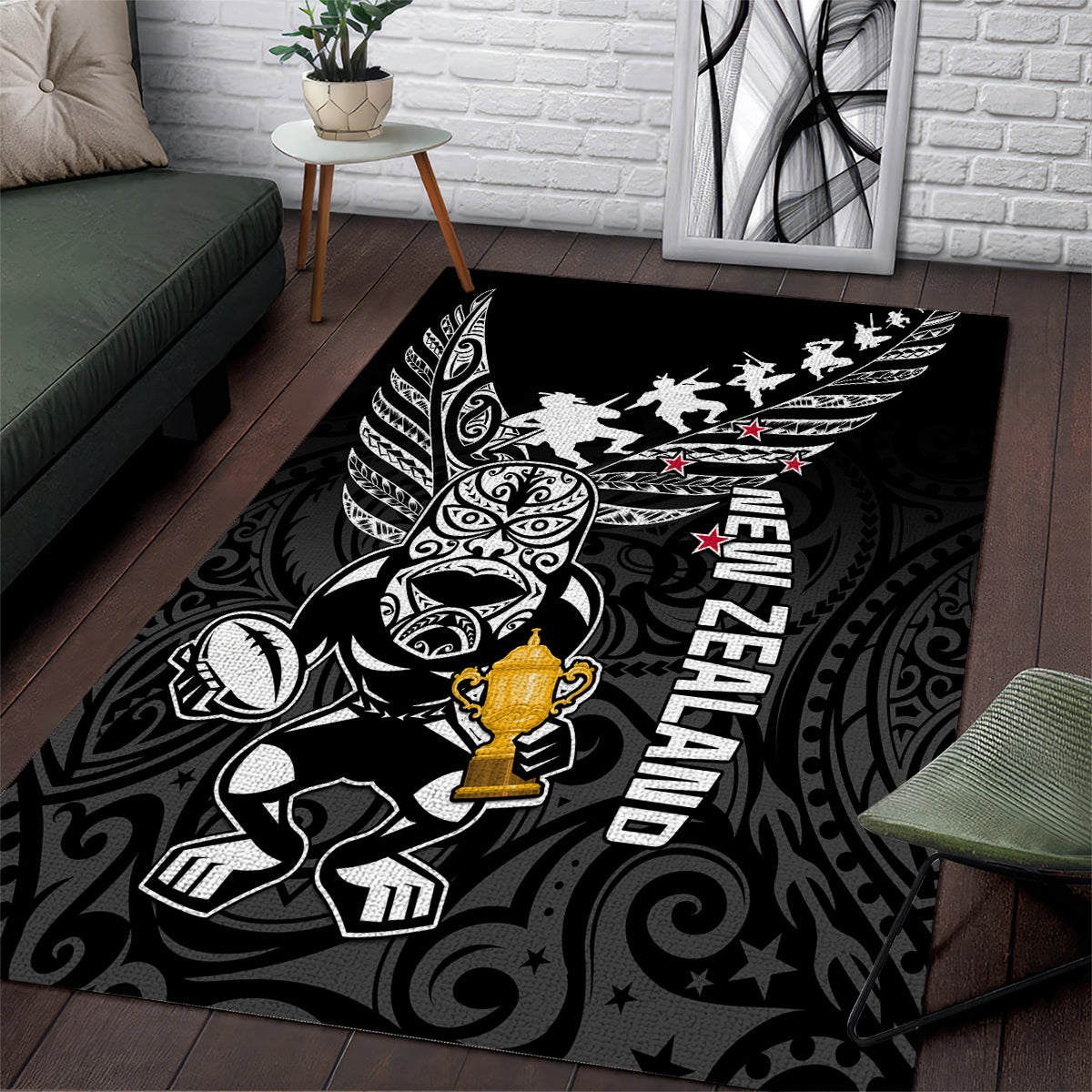 Custom New Zealand Silver Fern Rugby Area Rug Aotearoa Champion 2023 World Cup - Wonder Print Shop