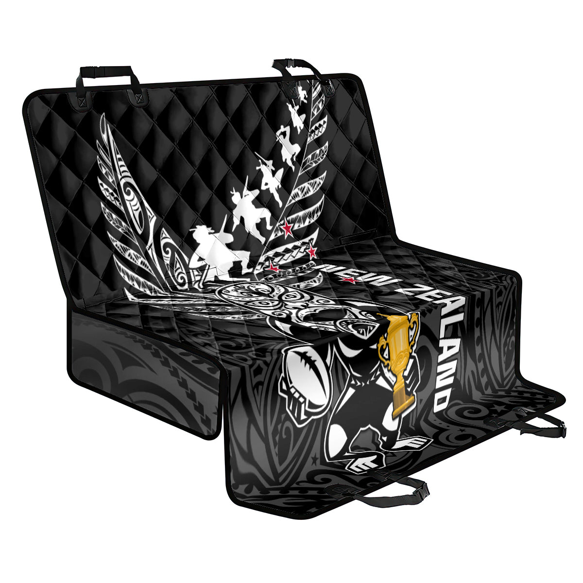 Custom New Zealand Silver Fern Rugby Back Car Seat Cover Aotearoa Champion 2023 World Cup - Wonder Print Shop