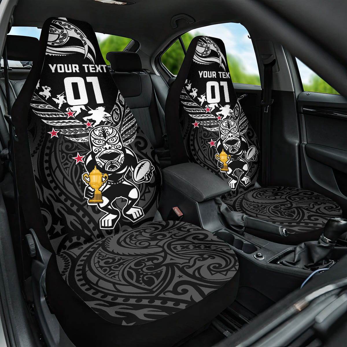 Custom New Zealand Silver Fern Rugby Car Seat Cover Aotearoa Champion 2023 World Cup - Wonder Print Shop