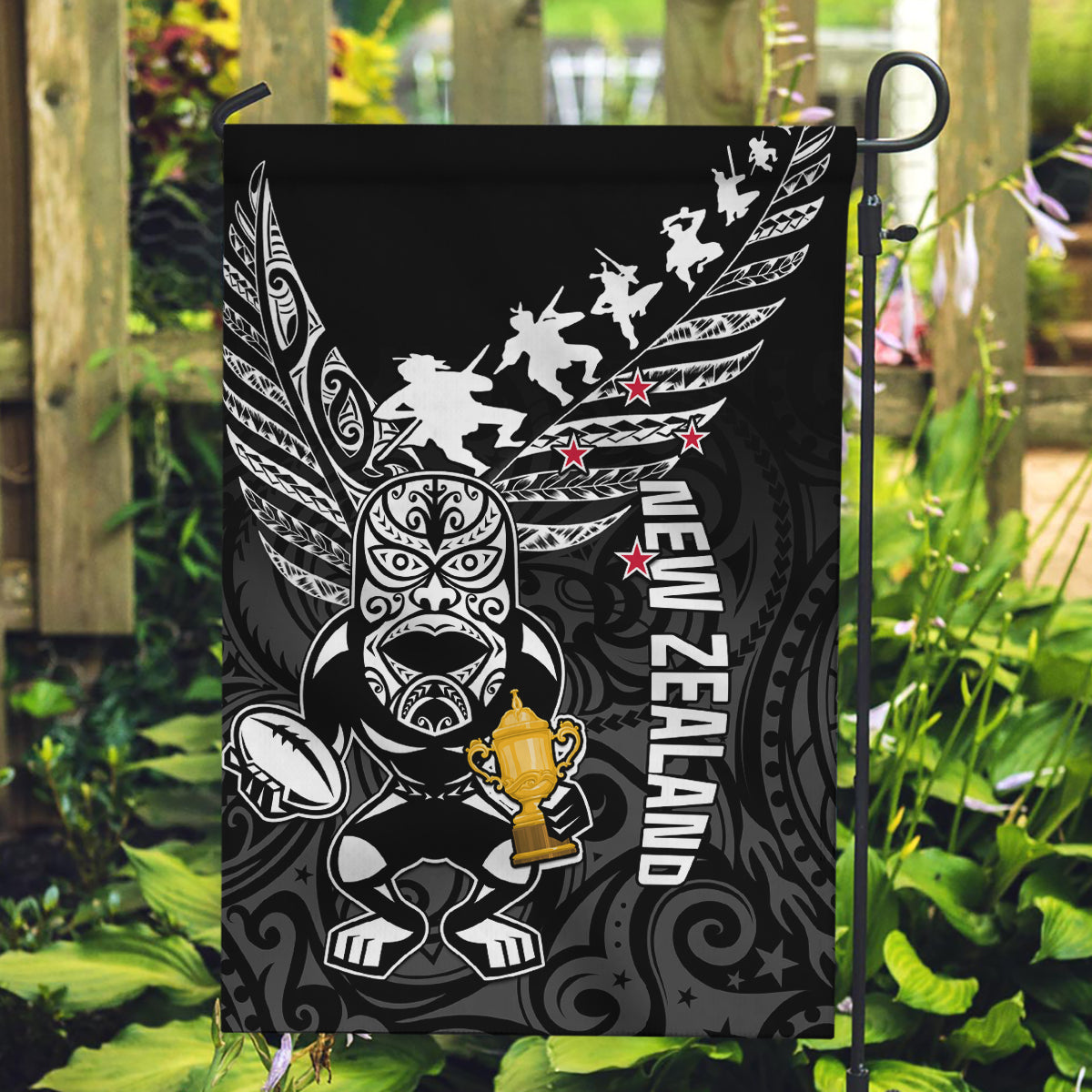 Custom New Zealand Silver Fern Rugby Garden Flag Aotearoa Champion 2023 World Cup - Wonder Print Shop