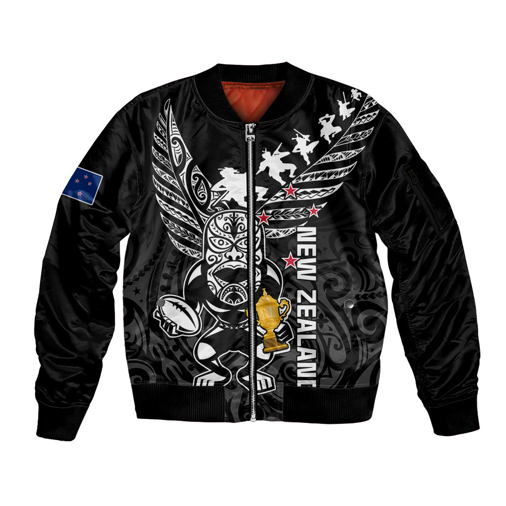 Custom New Zealand Silver Fern Rugby Sleeve Zip Bomber Jacket Aotearoa Champion 2023 World Cup - Wonder Print Shop