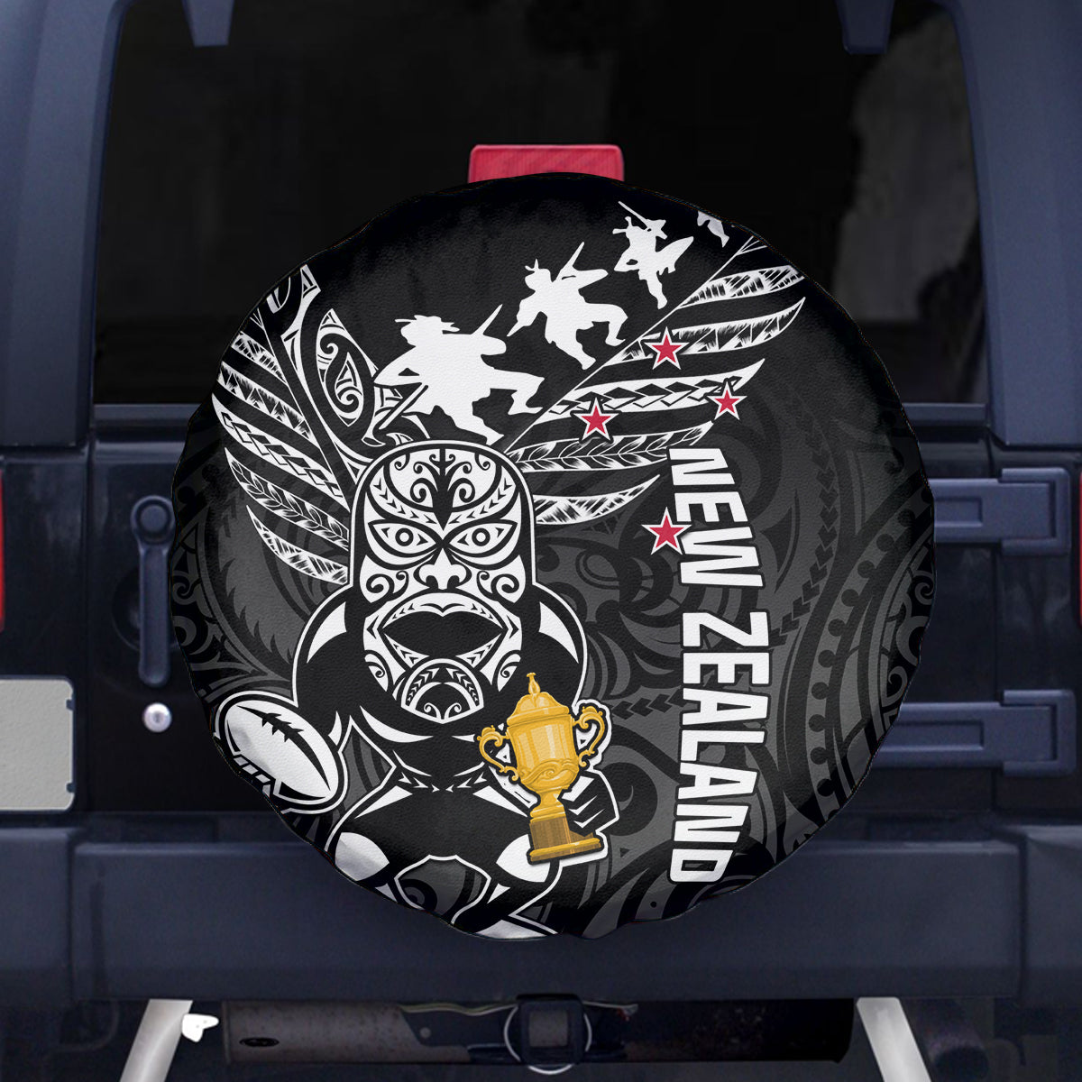 Custom New Zealand Silver Fern Rugby Spare Tire Cover Aotearoa Champion 2023 World Cup - Wonder Print Shop