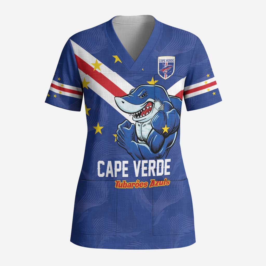 Custom Cape Verde Football Scrub Top Tubaroes Azuis Make History - Wonder Print Shop