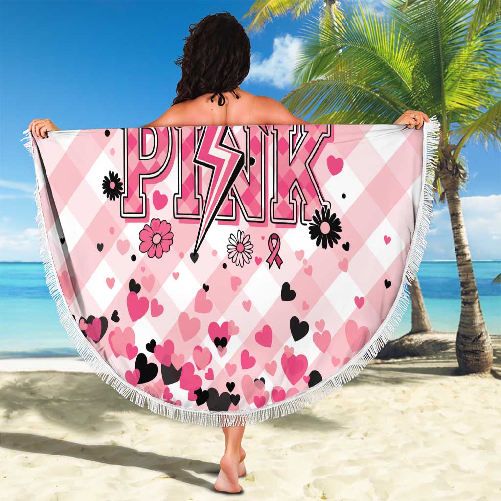 In October We Wear Pink Beach Blanket Pink Pretty Bow Pastel Gingham - Wonder Print Shop