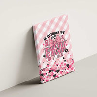 In October We Wear Pink Canvas Wall Art Pink Pretty Bow Pastel Gingham - Wonder Print Shop