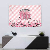 In October We Wear Pink Tapestry Pink Pretty Bow Pastel Gingham - Wonder Print Shop