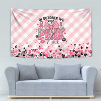 In October We Wear Pink Tapestry Pink Pretty Bow Pastel Gingham - Wonder Print Shop